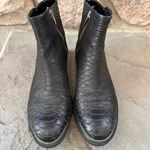 Enzo Angiolini Women's Emni Ankle Boot Black Leather Snakeskin Look Silver Toe Photo 4