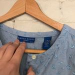 Karen Scott  Sport PM 100% Cotton Blue Short Sleeve Button Up Pocket Front Shirt Photo 2