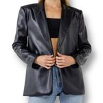 Endless Rose S Black Faux Leather PU Oversized Blazer Jacket Y2K Mob Wife NWT Photo 0