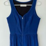 Amanda Uprichard  Royal Blue Silk Mini Flowy Sleeveless Full Zip Dress Formal Photo 1