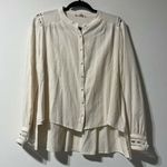 Current Air  Bohemian Cream Button Front Long Sleeve Blouse Size L 100% Rayon Photo 0