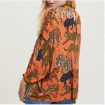 Anthropologie Zaniya Menagerie Animal Print Top Women's XS Orange Boho Hippie Photo 2