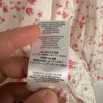 ByTimo Floral Pink Rose Eyelet Cotton V Neck Peasant Blouse Women’s Sz L White Size L Photo 5