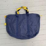 Bill Blass Large Vintage Navy Blue Waterproof Tote Bag w/ Yellow Logoing Photo 2