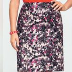 Talbots  Floral Pencil Skirt Textured w Watercolor Floral Print Women’s 14 Petite Photo 0