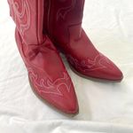NEW Western Burgundy Red Flame Stitched Wide Calf Cowboy Cowgirl Boots 11 Photo 2