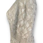 Vintage Inca Boutique Top Tan Open Weave Sheer Vneck Short Sleeve Art To Wear Photo 4