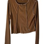 Gaze Shirt Womens Large Brown Long Sleeve Lettuce‎ Hem Ribbed Top Forest Fairy Photo 0