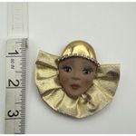 Art Deco Style Flapper Girl Porcelain Face Rhinestone Headdress Pin Brooch Gold Photo 4
