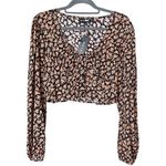 Motel Rocks NWT Motel Glario Floral Cropped Peasant Balloon Sleeve Blouse Large Photo 4