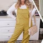 Yellow Loose Nylon Overalls with Adjustable Straps Size Large New With Tags Photo 0