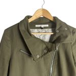 Veronica Beard Olive Green Asymmetric Zip Canvas Preppy Moto Jacket Size 6 Photo 6