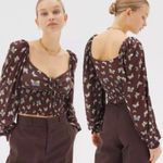 Urban Outfitters  butterfly print smocked balloon sleeve‎ blouse Photo 1