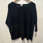 Garnet Hill  Black 100% Cashmere V Neck Dolman Sweater Top Size M Photo 0