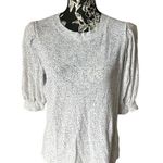 Nation Ltd  Women’s Puffer sleeve shirt top speckled Medium Pima Cotton Photo 0