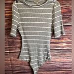 Polagram Gray and White Striped Half Sleeve Bodysuit. Size Medium. Photo 5
