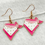 Pink Bandana Earrings, Western Earrings, Cowgirl Earrings, Rodeo Earrings Photo 0