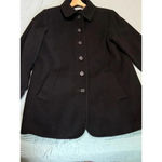 Alfred Dunner Vintage Made in USA 100% Wool Black Button Front Pea Coat Twee  10 Photo 1