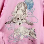 Vintage Fruit of the loom sweatshirt collared pink with dog and cat : Box R: Size L Photo 3