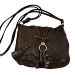 Cole Haan Brown Leather Crossbody Bag Distressed Brass Hardware Flap Closure Photo 0