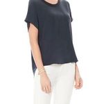 Ecru  Black Silk Jersey Knit Tee T-Shirt Mix Media Short Sleeve Size Small Photo 0