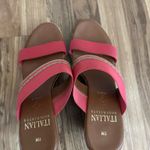 Italian Shoemakers Coral Brown Wedge 4" Heel Sandals Jeweled strap Women Sz 11 M Photo 4