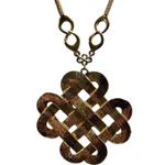 Vintage Gold Tone Woven Celtic Knot Pendent Statement Necklace Gold Photo 5