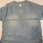 Chico's Chico’s Blue Side Cinch T-Shirt V-Neck Lightweight Short Sleeve EUC Sz M Photo 5