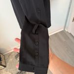 Akris Punto Black 100% Silk Blouse Laser-Cut Lattice Detail Roll-Tab Sleeves 8 Photo 9