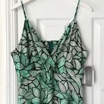 Lulus Lulu’s Green Black White Vacation Mood Leaf Print Ruffle High Slit Maxi Dress XL Photo 5