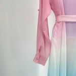 Rococo Sand Ciel Shirt Dress Ombre Rainbow Sheer Cover Up Pink Blue XS Photo 8