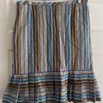 Akris  Punto Womens 8 Blue Brown Striped Silk Skirt Mixed Pencil Straight Career Photo 0