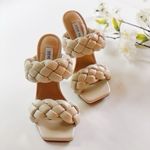 Steve Madden NEW Kenley Plaited Heeled Mules in Off White Sandals Shoes Photo 6