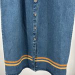 Sun River Women's Blue denim button front velvet trim Maxi Skirt L boho cotton Size L Photo 6
