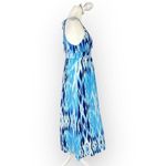 Athleta Midi Dress Women's Small Blue White Tie Dye Halter V-Neck Empire Waist Photo 4