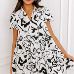Impressions Womens  Art Gallery Ready Mini Dress in Black and White - Sz L Photo 0