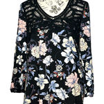 Daniel Rainn (S) Selinka Crochet Detail Floral Knit Top 3/4 Sleeve Boho Blouse Photo 0