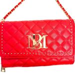 Badgley Mischka  Red Vegan Faux Leather Shoulder Bag Crossbody Purse Photo 1