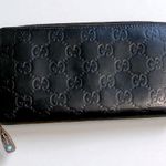Gucci Authentic  Guccissima GG logo leather Zippy long wallet black silver Photo 0