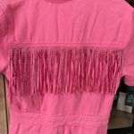 VICI Wester fringe Romper NWT denim barbie pink rhinestones buttons playsuit utility Photo 7