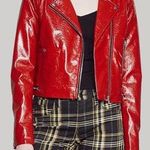 Red Leather Jacket Size M Photo 0