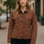 Kensie NWT  Brown vintage Zebra Shirt Jacket Large Photo 0