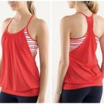 Lululemon  No Limits Tank too‎ Love Red Twin Stripe Size 10 Yoga Athleisure Top Photo 1