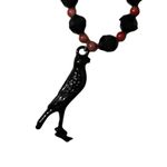 Handmade  Raven Black Beaded Necklace with Red Corral Accents Photo 2