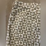 Super cute checkerboard floral mini skirt, tan and white denim Photo 2