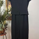 Jones New York  Black Maxi Dress Size 12 Academia Formal Whimsical Double Slits Photo 4
