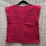 Three Dots  Anthro 100% Cotton Pink Short Sleeve Gauzy Top Small Photo 4
