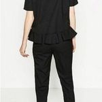 ZARA Pinstriped Frilled Top Ruffle Striped High Mock Neck Peplum Back Zip Blouse Photo 1