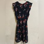 Rebecca Taylor  black red floral ruffle v neckline silk dress 8 Photo 7
