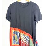 ZARA Black T Shirt Waist Scarf Midi Dress Size Medium Contrasting Detail Photo 6